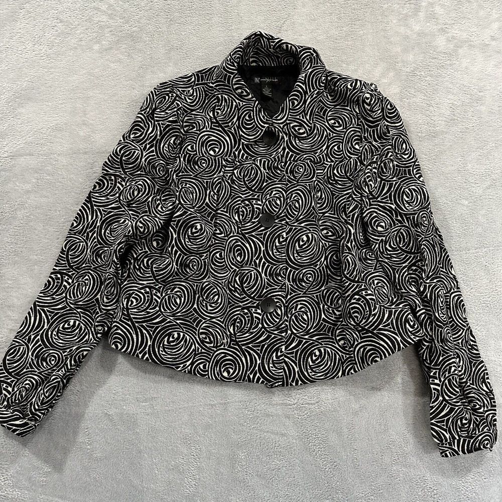 INC International Concepts Blazer Women's Large Geometric Floral Swirls Wool